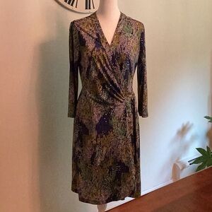 BCBG Maxazria floral pattern colorful wrap dress, size M